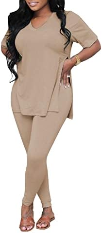 OPHESTIN נשים מזדמנים 2 תלבושות סרבלים סרבלים נ 'צוואר חולצת Top Bodycon מכנסיים קפרי חמישים סט סט