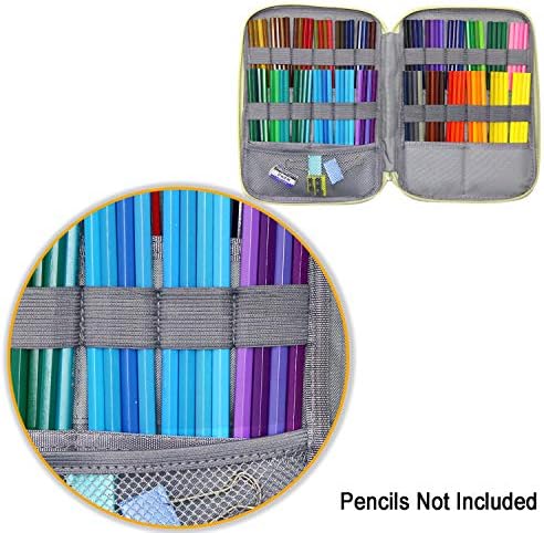 Youshares 96 משבצות מארז עיפרון צבעוני, תיק עטון בעל קיבולת גדולה עם רוכסן עם רוכסן לפריסמקולור צבעי מים צבעוניים,