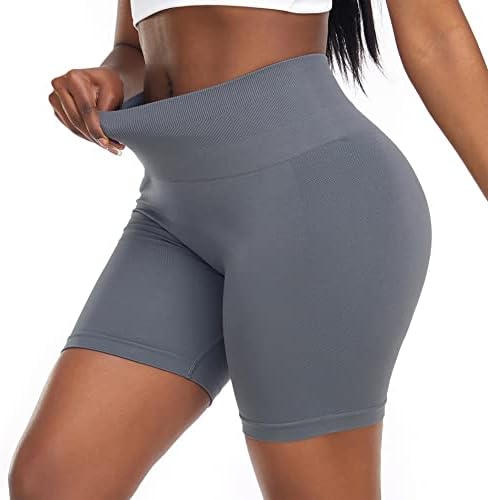 מגמות אמריקאיות נשים בקרת בטן מכנסיים קצרים מותניים גבוהים אימון אופנוען מכנסיים קצרים חלקים