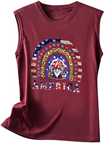 גופיות אמריקה לנשים דגל אמריקאי חולצות פטריוטיות טוניקות ללא שרוולים ארהב
