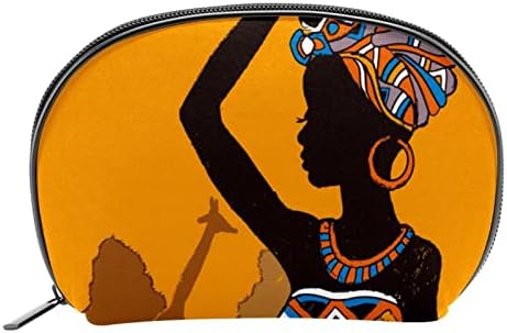 תיק טיול טיול תלייה, מארגן איפור נייד, מחזיק קוסמטיקה למברשות סט, אמנות וינטג 'אתנית אישה אפריקאית