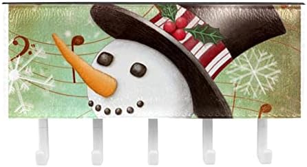 ווים של וו קיר מפתח טבובט, מתלה מפתח לרצועה, מחזיק דואר לכניסה, 5 ווים, איש שלג לחג המולד