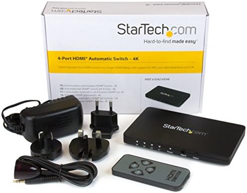 Startech.com 4 מתג HDMI יציאה - 4K 30Hz - דיור אלומיניום ותמיכה ב- MHL - 4x1 תיבת מתג HDMI - מתג