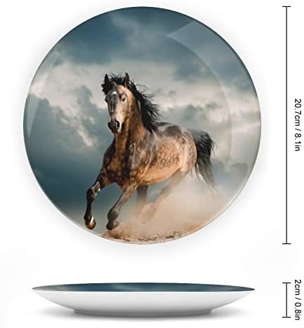 סוס פראי באבק צלחת דקורטיבית של סוס סוס עם מעמד עצם בהתאמה אישית צלחת ביתית סין למטבח סלון ביתי