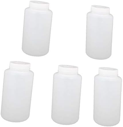 X-DREE 5 יחידות 1000 מל פלסטיק פה רחב מעבדה מגיב מדגם דגימת אילוף בקבוק בקבוק לבן (5 יחידות 1000 מל FLACONE