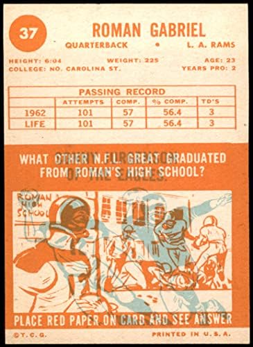 1963 Topps 37 Roman Gabriel Los Angeles Rams NM Rams