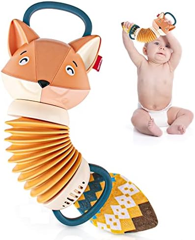 אקורדיון פוקס צעצועים לתינוק 6 עד 12 חודשים - כלי נגינה לתינוקות צעצועים 12-18 חודשים, אימון כוח יד, פעוט