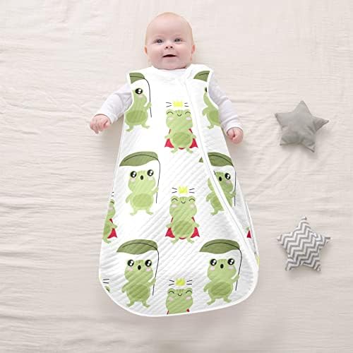 VVFELIXL חמוד צפרדע ירוקה ומצחיקה שמיכה לבישה לתינוק, שק שינה מעבר לתינוק, שק שינה לתינוקות שזה