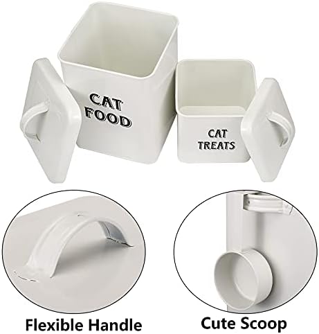 פתי חתול מזון ופינוקים מכולות סט עם סקופ לחתולים-בציר קרם אבקה-מצופה פחמן פלדה - הדוק הולם מכסים - אחסון מיכל