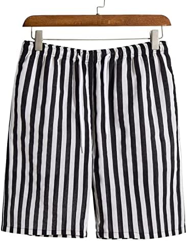 ערכות מכנסיים קצרים של פסים מזדמנים לגברים, כפתור הקיץ למטה חולצות פשתן כותנה