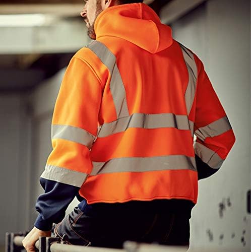קפוצ'ונים לבטיחות של XXBR לגברים, עבודות כביש נראות גבוהה סוודר שרוול ארוך סווטשירט סווטשירט צמרות