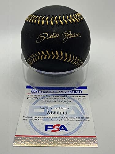 פיט רוז חתום על חתימה רשמית MLB שחור וזהב תחרה בייסבול PSA DNA *11 - כדורי חתימה
