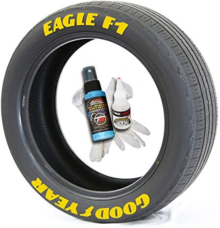 מדבקות צמיגים Goodyear Eagle F1 - ערכת אותיות צמיגי גומי קבוע של DIY עם סגנון דבק / NASCAR / גלגלים 19-21 אינץ