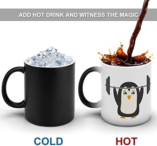 פינגווין הרמת משקולות חום שינוי ספל קסם קפה כוס קרמיקה תה כוס אישית מתנה עבור משרד בית נשים גברים 11