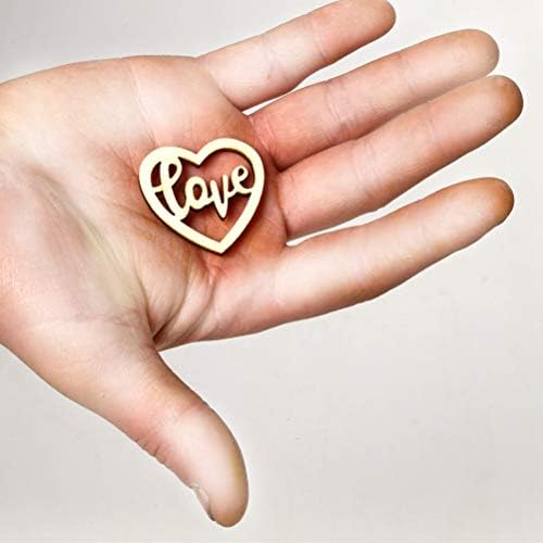 חתיכת עץ עמוספון אהבה בצורת לב שבבי עץ חלול חלולים דקור DIY למסיבת חתונה כינוס 15 יחידות
