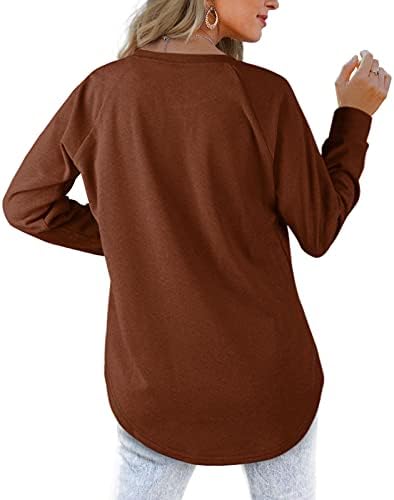 Xieerduo נשים סווטשירטים צוואר צווארון טוניקה מתאימה חולצות שרוול ארוך סוודר סוודר