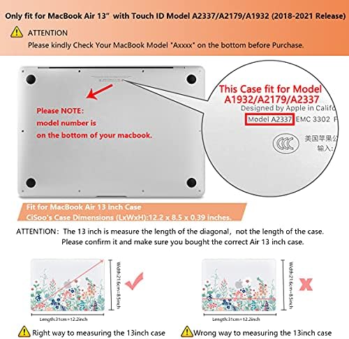 Cisoo מט חלבית כיסוי קשה עבור MacBook Air 13 אינץ 'חדש 2020 2019 2018 דגם שחרור A2337 M1 A2179 A1932, דפוס פרחים