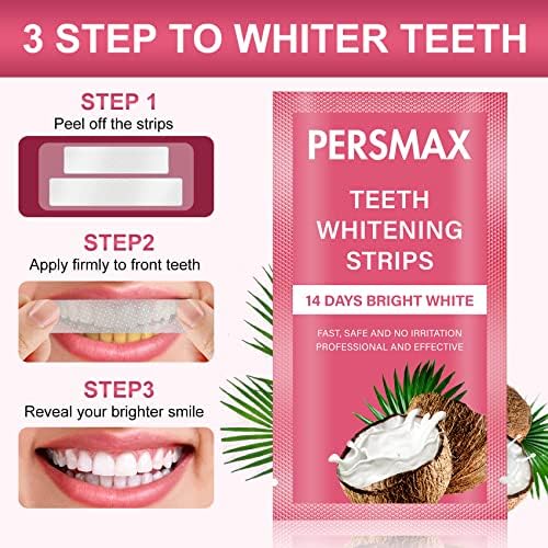 רצועות הלבנת שיניים של פרסמקס 14 טיפולים, אמייל בטוח לשיניים לבנות יותר, רגישות ללא החלקה ערכת הלבנת שיניים