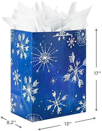 Hallmark 17 שקיות מתנה גדולות במיוחד לחג עם נייר טישו לחג המולד, חנוכה, חתונות, ימי הולדת