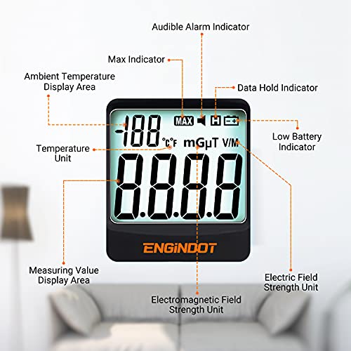 EMF מטר 5Hz-3.5G, גלאי EMF LCD דיגיטלי של Engindot, בודק EMF 3-in-1, ציוד ציד רפאים, גלאי קרינה אלקטרומגנטית,