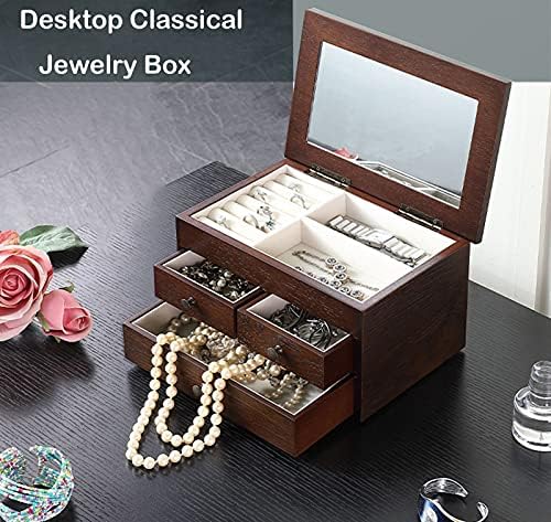 ארגון תכשיטים מארגן תכשיטים אחסון גדול שלוש שכבות אחסון תכשיטים עם עגיל שרשרת מארגן קלאסי
