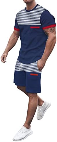 תלבושות קיץ של RVIDBE לגברים מסוגנן 4 ביולי חליפות מסלול מודפסות חליפת קיץ ספורט שרוול קצר ומכנסיים קצרים
