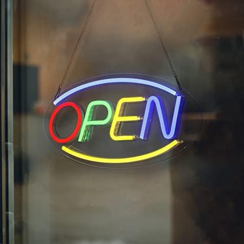 שלטים פתוחים לעסקים 4 צבעים, Ousheng 16.5 x8 ניאון Led שלט פתוח עם שלט שעות עסק