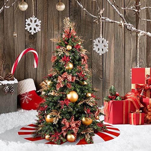 חצאית עץ חג המולד בגודל 24 אינץ 'חג שמח חג שמח אדום לבן וירוק ממתק ממתק מנטה סוכר מערבולת מערבולת