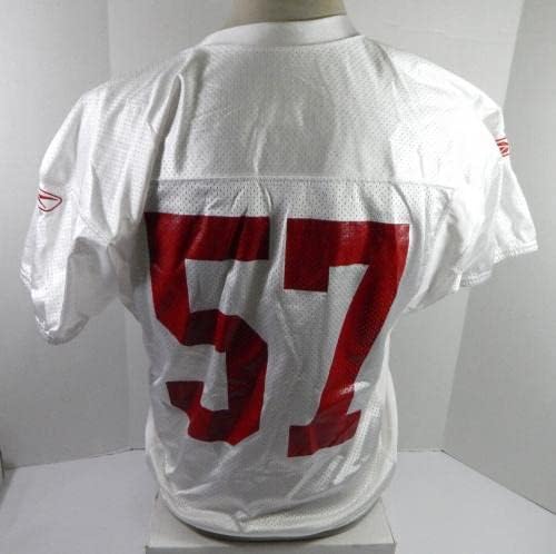 2011 San Francisco 49ers 57 משחק השתמש בג'רזי תרגול לבן L DP33936 - משחק NFL לא חתום משומש גופיות