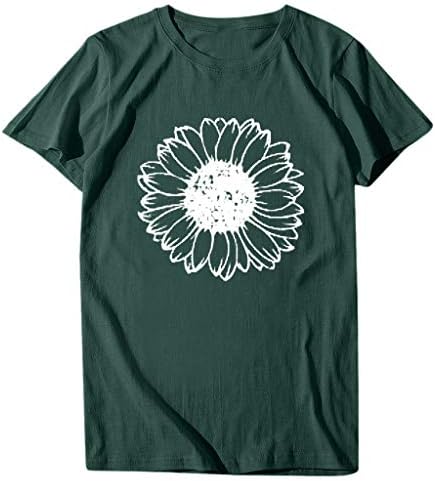 חולצת טי גרפית של חמניות לנשים שרוול קצר קיץ גרפיות חולצות מזדמנים