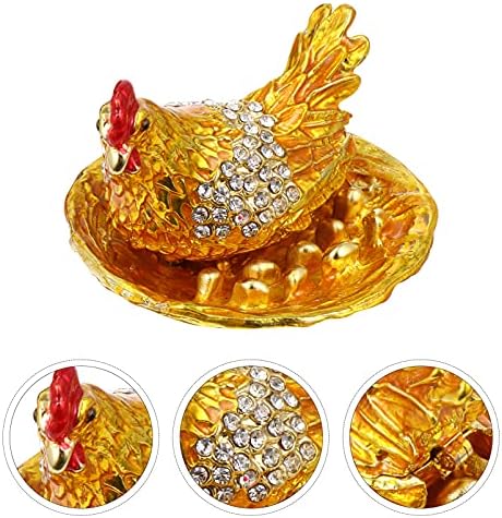 עיצוב בית בציפור עוף קופסת עוף קופסת תרנגולת ביצי בקיעה תכשיטים תכשיטים קופסת עוף מחזיק טבעת חיה