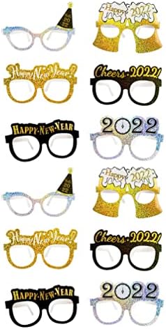 Kesyoo 12 יח 'משקפיים שנה חדשה מסגרות זכוכית מצחיקות משקפיים מפוארים ציוד מסיבות חגיגה לשנת 2022