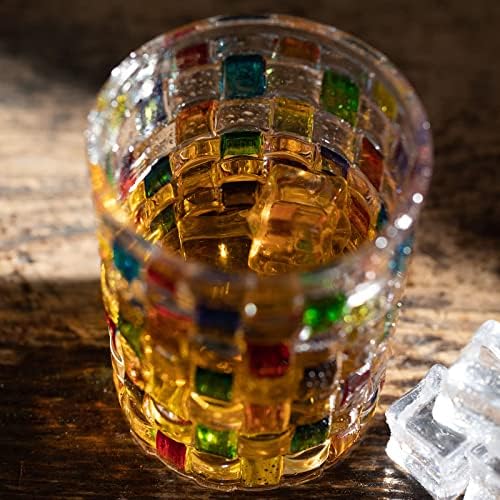 כוסות ויסקי-12 עוז סלעים קריסטל זכוכית מיושנת בקופסת מתנה עבור ויסקי, בורבון, משקאות חריפים ומשקאות קוקטייל-סט
