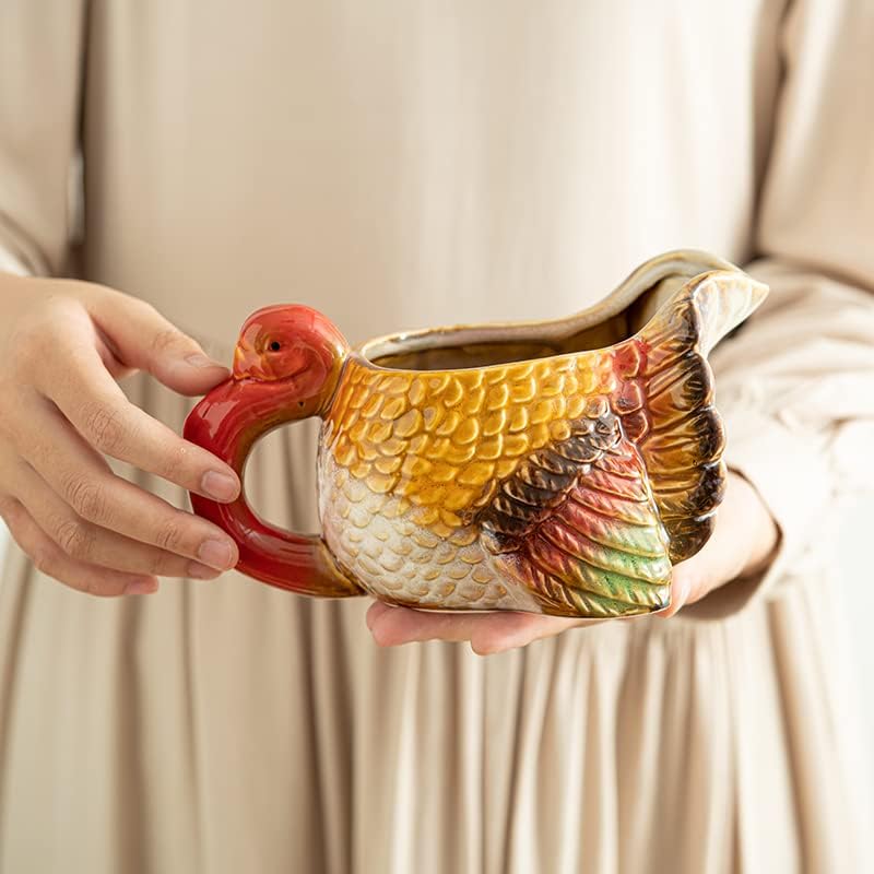 Yinyuedao סיר תה בצורת טורקיה עם עירוי - תה עלים פורח ורופף, קומקום קרמיקה בטוח - קומקום קומקום לנשים ומבוגרים