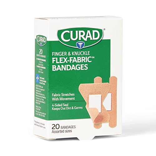 תחבושות אצבעות ופרקי אצבעות של Curad Flex-Fabric, גדלים שונים, 20 ספירה