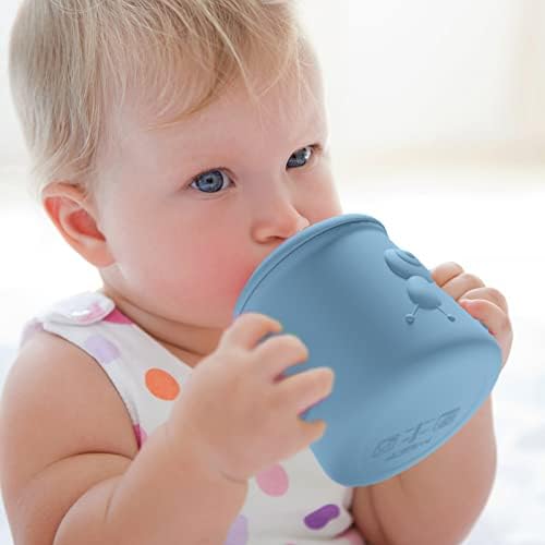 כוסות עם קש, מיכל חטיף כוס לתינוק 2 ב -1, 15 עוז כוסות סיליקון גדולות עם קש לתינוק 6 + חודשים עם קש