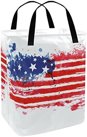 יום העצמאות הדפסת דגל אמריקאי סל כביסה מתקפל, סלי כביסה עמידים למים 60 ליטר אחסון צעצועי כביסה