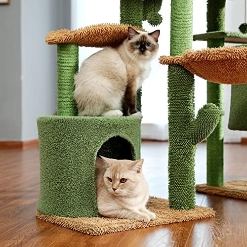 גרד 3 ב 1 חתול עץ שילוב חתול של מגדל עם גרוד חמוד קקטוס בית ריהוט עם דירה קן לחיות מחמד גרדן