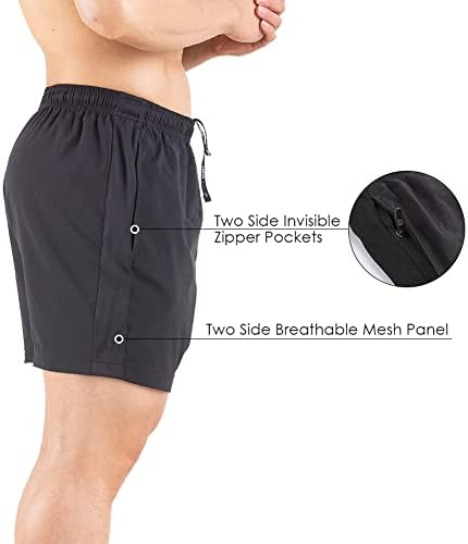 גגלג גברים של 5 מכנסי ריצה 2 חבילה מהיר יבש ספורט אימון כושר מכנסיים קצרים עם רוכסן כיסים