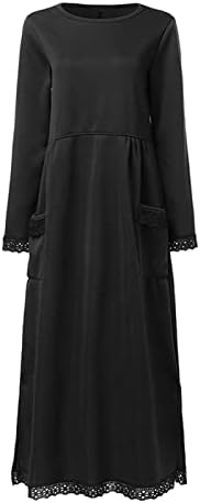 נשים גדול סווטשירט שמלות ארוך שרוול צווארון עגול מוצק סוודר שמלת 2022
