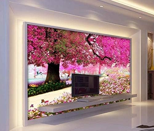 טפט סלון 3ד פנטזיה פריחת דובדבן עץ טלוויזיה רקע קיר קיר תמונה להורדה-250 על 160 סמ