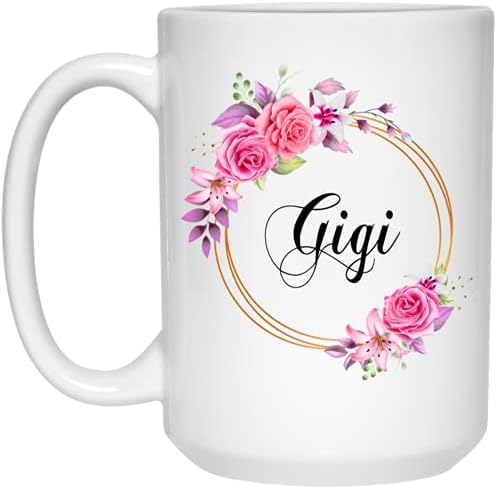 גבינסעיצובים ג ' יג 'י פרח חידוש קפה ספל מתנה עבור אמא יום-ג' יג 'י ורוד פרחים על זהב מסגרת - חדש ג' יג 'י