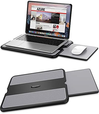 שולחן מחשב נייד נייד עם משטח עכבר שמאלי/ימני נשלף מגש, מגן חום מונע החלקה מחשב נייד מחשב נייד שולחן