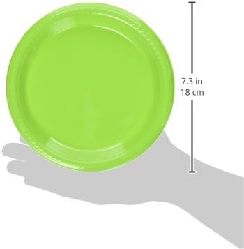 חבילת מסיבות גדולה של צלחת פלסטיק ירוקה של אמסקן קיווי, 50 קראט, 7 אינץ