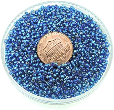 קאפרי כחול א. ב. כסף מרופד מיוקי יפני עגול רוקאי זכוכית זרעי חרוזים 11/0 כ 24 גרם 5 אינץ צינור