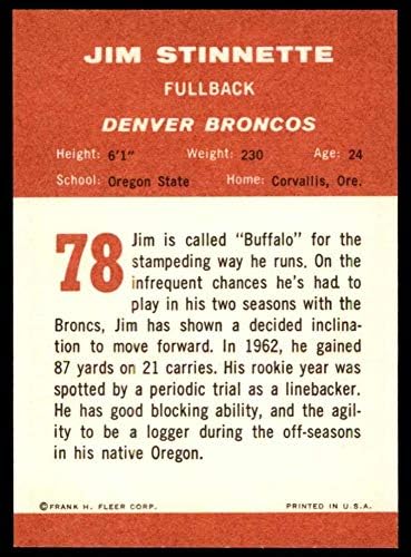 1963 Fleer 78 ג'ים סטינט דנבר ברונקוס אקס/MT Broncos Oregon St