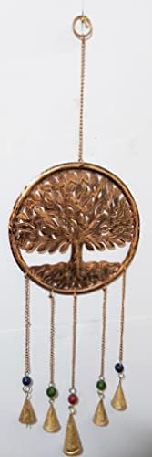 מיתר דקורטיבי מתכת של מתכת וחרוזים עם קיר וינטג 'בסגנון הודי בפעמונים עץ חיים מתכת.