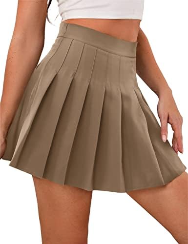 AMORETU נשים מותניים גבוהות חצאית טניס חצאית בית ספר לחצאיות מחליקות חצאיות בטנה קצרות