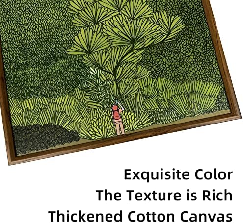 איור צמח יער ירוק עיצוב קיר מסגרת צבע עץ יצירתי חדר אוכל ביתי ציור אמנות