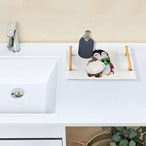 מגש אמבטיה אקרילי של Dallonan, מלבני פינגווין מצחיק ומגשים דקורטיביים עם ידיות זהב למטבח, מארגן משרדים